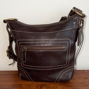 Vintage Coach Bleeker #10398 Dark Brown Pebbled Leather Shoulder Crossbody Bag